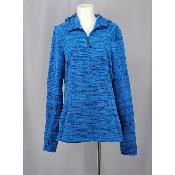 Zella Tops - Zella Fleece Hoodie Large Blue Striped Pullover Athletic Athleisure Outdoor